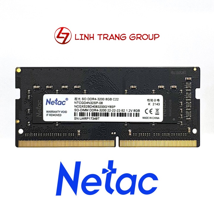 RAM laptop Netac DDR4 4GB 8GB bus 3200 MHz - bảo hành 3 năm