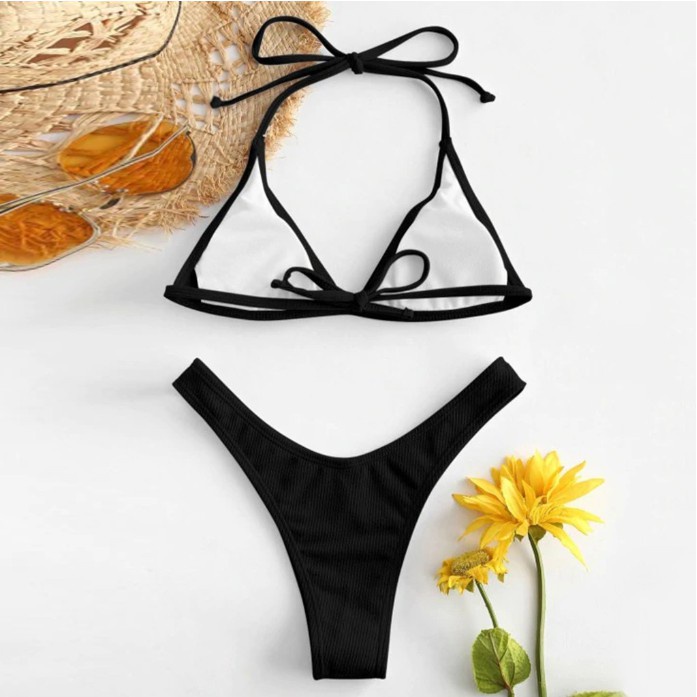 Bộ Bikini Hai Mảnh Màu Trơn Nâng Ngực Quyến Rũ Cho Nữ