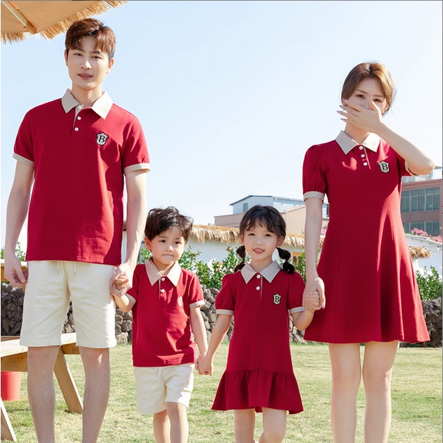 Áo polo Màu Đỏ Có Cổ Thời Trang Dành Cho Cả Gia Đình