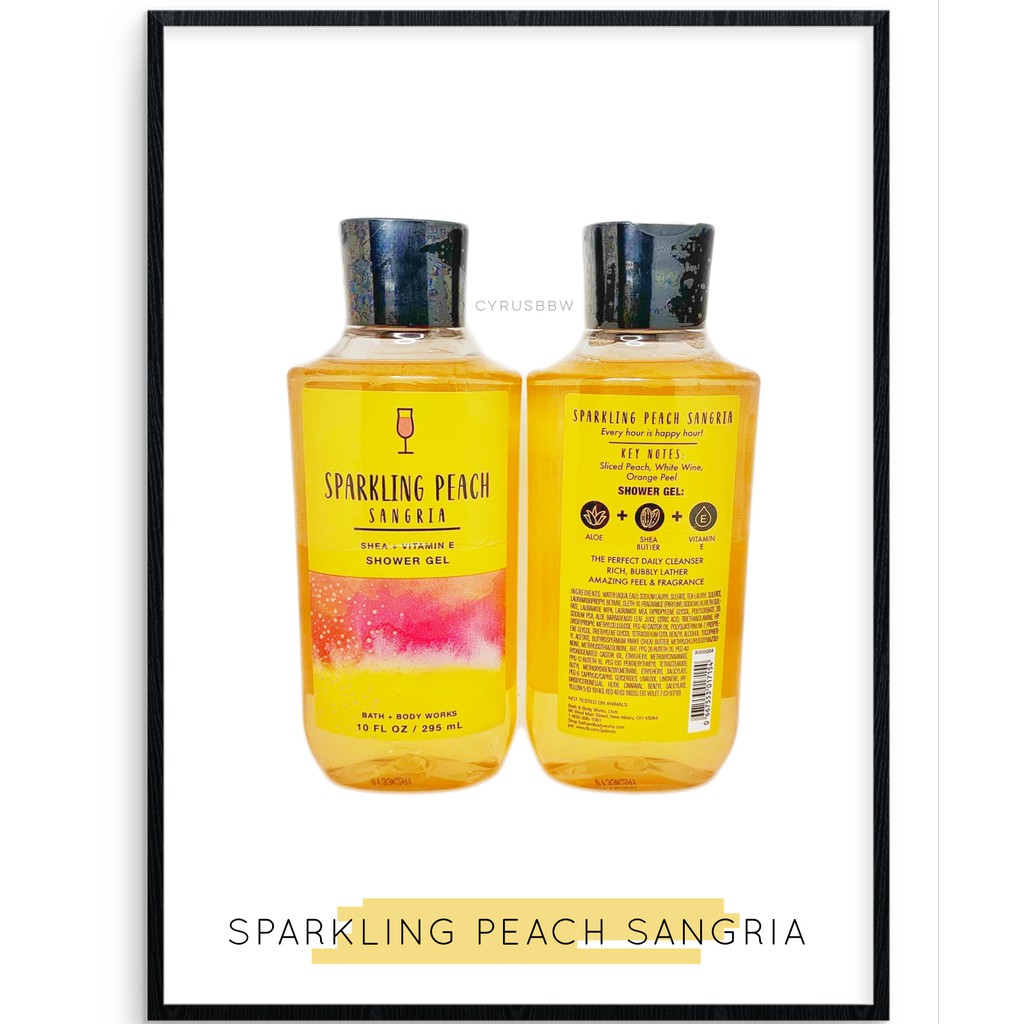 Bộ Sản Phẩm Mist Xịt Toàn Thân, Gel Tắm Bath &amp; Body Works Sparkling Peach Sangria Từ Mỹ