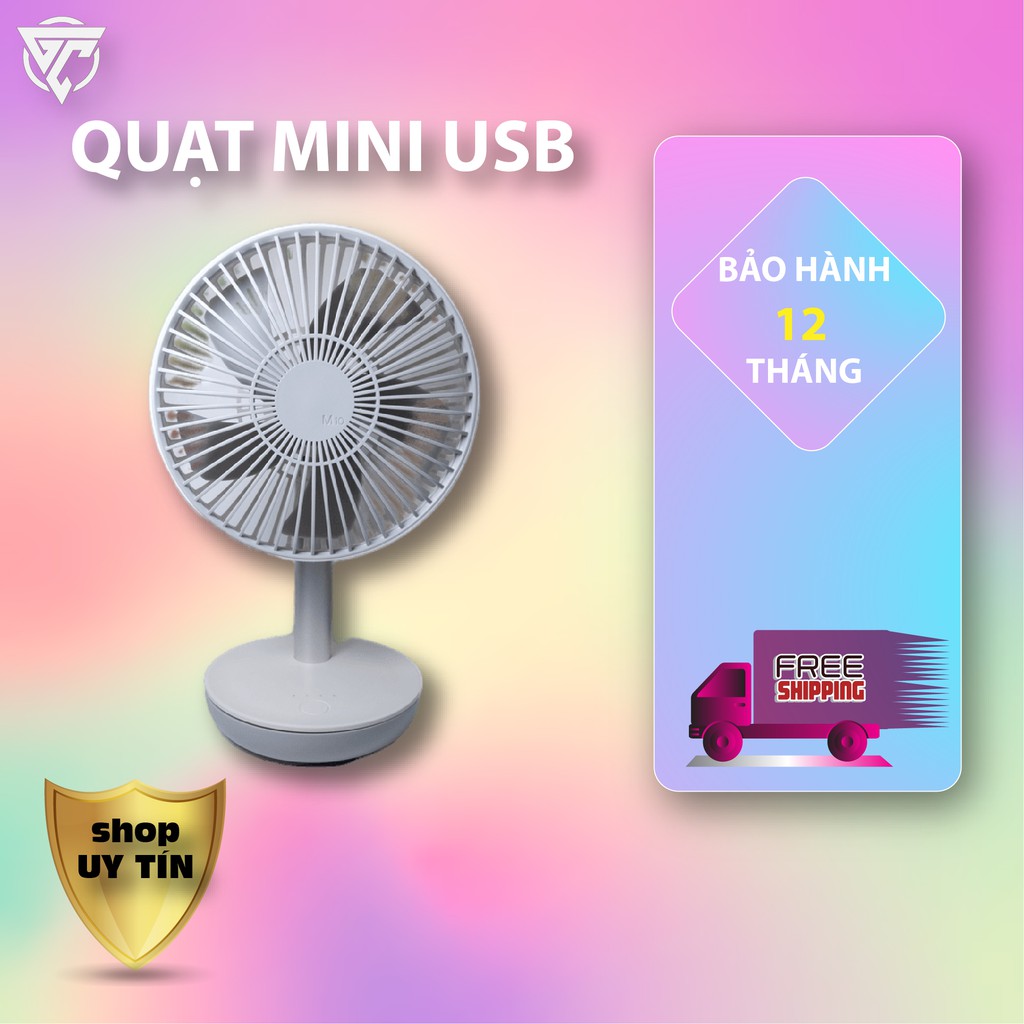 Quạt Usb Pin Sạc M10 Chính hãng BH 1 Năm - Quạt Mini Để Bàn Hình Trụ