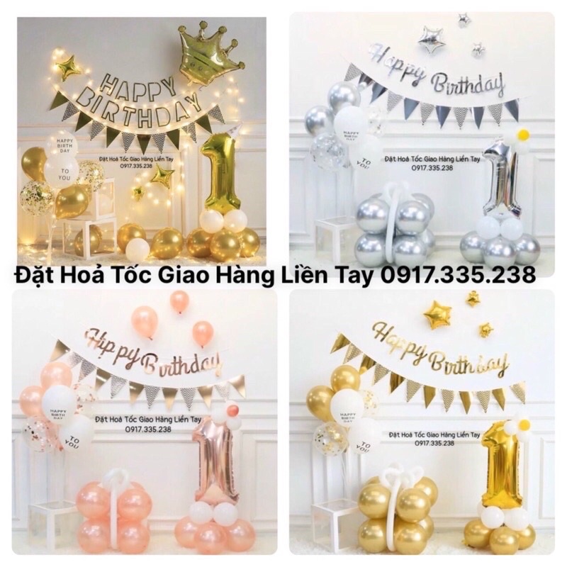 Set Bóng Phối Màu Trụ Số Tuổi Bé Sinh nhật siêu Đẹp