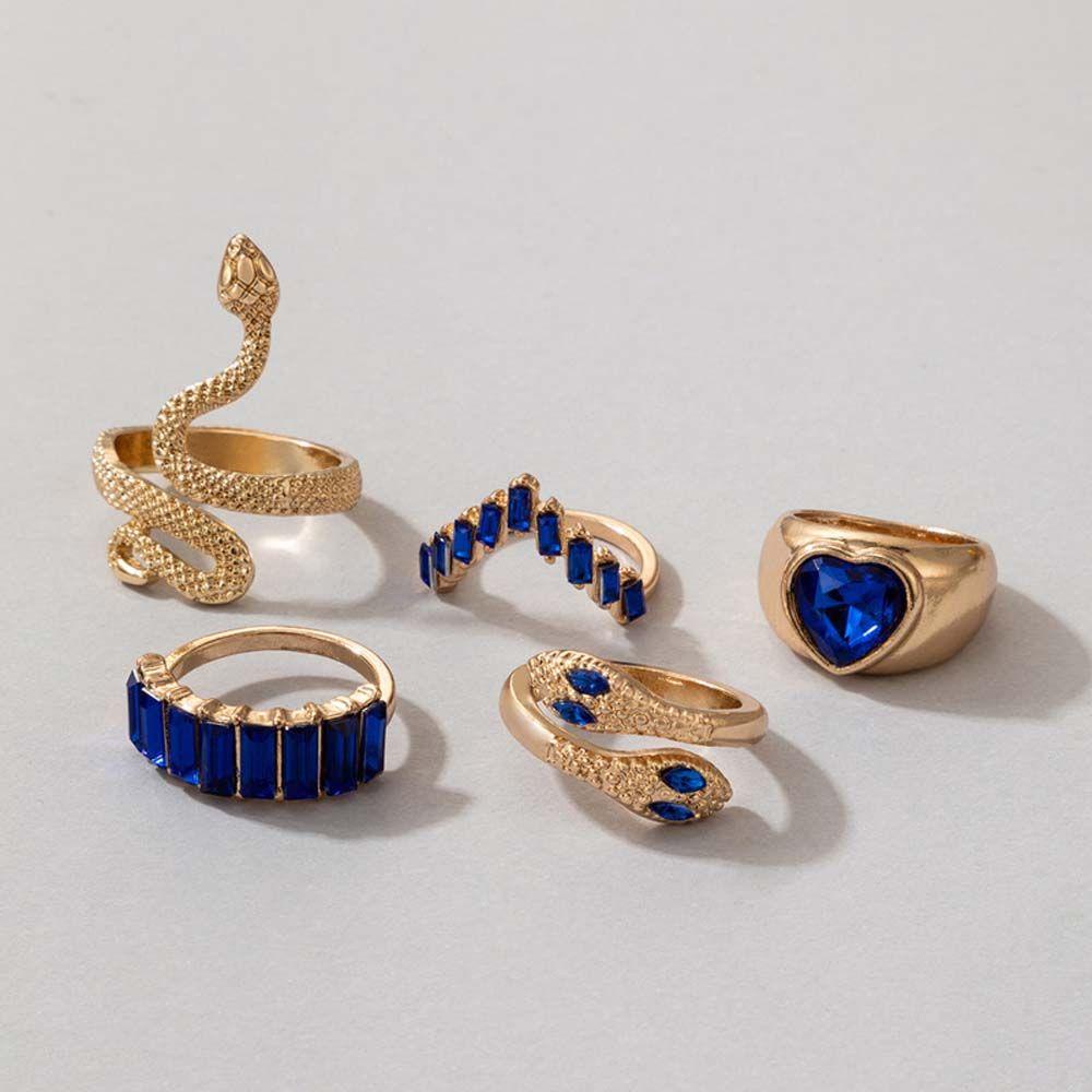 Bộ Nhẫn Hình Rắn Phong Cách Vintage Độc Đáo Có Thể Điều Chỉnh Dành Cho Nam Và Nữ|Quà Tặng Valentine Bằng Hợp Kim Độc Đáo|Nhẫn Kiểu Hàn Quốc Thiết Kế Đơn Giản Cá Tính