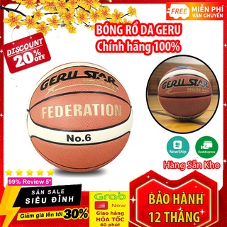 Bóng rổ da Geru Star bản Federation- Size 6 - Tặng kèm Bơm tay + Balo rút + Kim bơm + Túi lưới SIÊU HOT