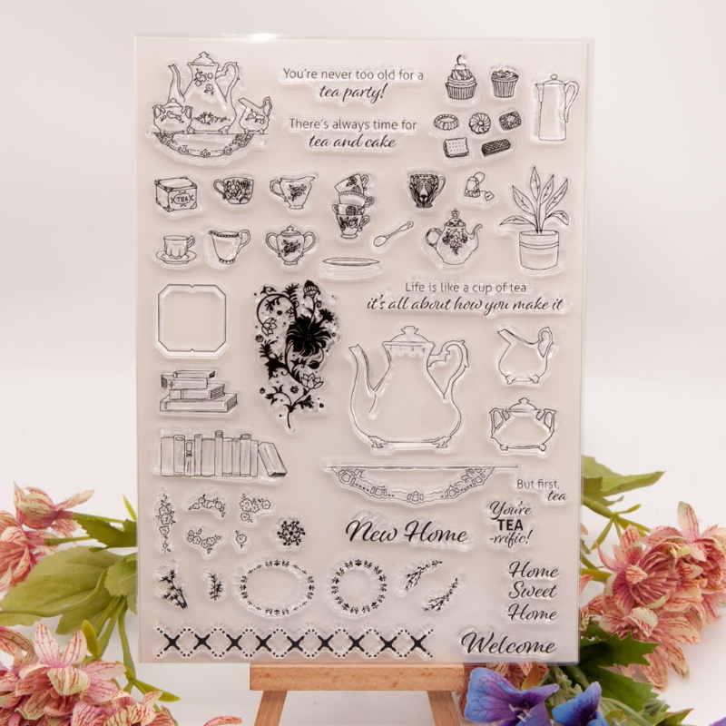 Con dấu silicone trong suốt hình hoa bướm trang trí album ảnh diy