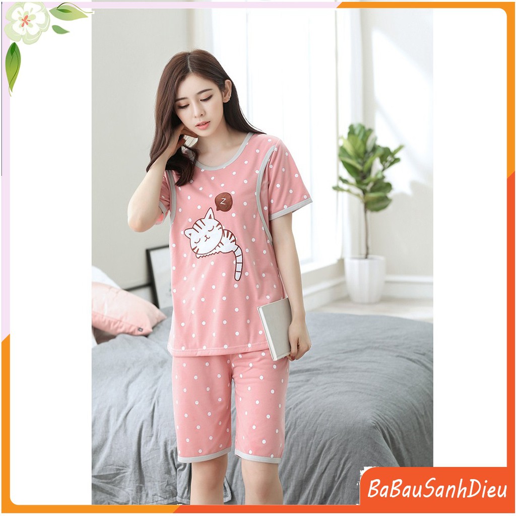 BỘ BẦU MẶC NHÀ CỘC TAY HỒNG CHẤM BI PJMB321