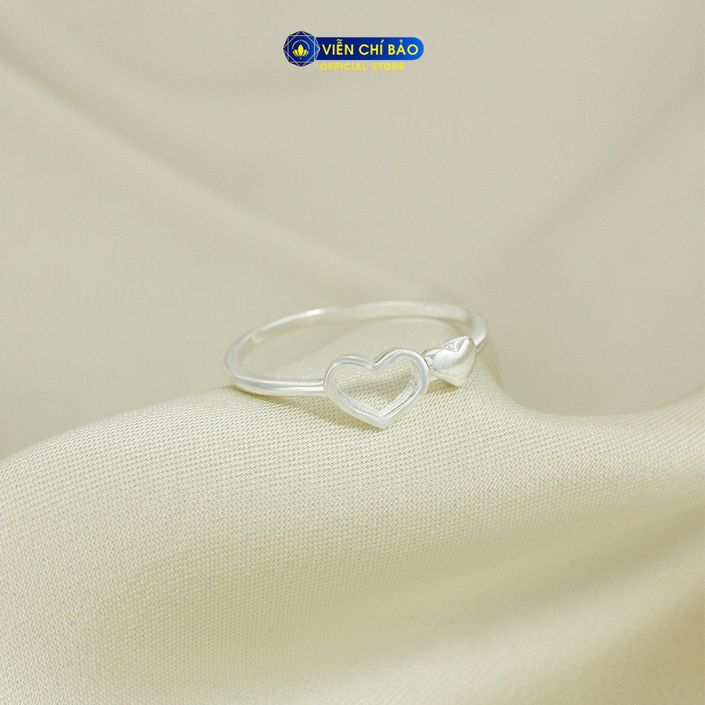 Nhẫn bạc nữ trái tim đôi chất liệu bạc 925 thời trang phụ kiện trang sức nữ Viễn Chí Bảo N400859