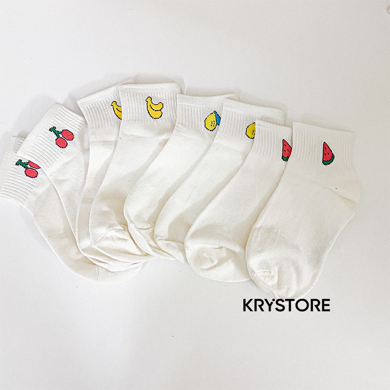 Vớ ngắn cổ hoa quả , tất nữ ngắn Krystore cotton dày đẹp NC26