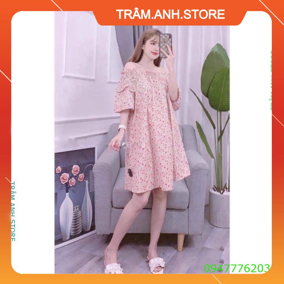 💝👗 VÁY HOA NHÍ CÁNH TIÊN TRỄ VAI - ĐẦM SUÔNG HOA HỒNG CỔ TRÒN MẶC 2 KIỂU VAI BÈO CHUN TAY LỠ LOE 👑