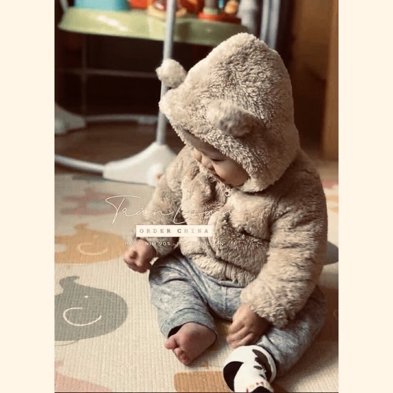 Áo lông gấu cho bé mũ