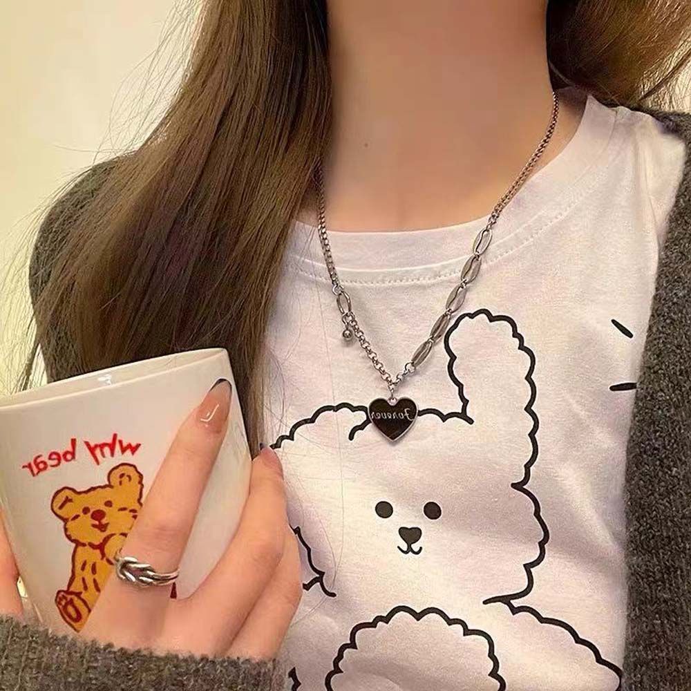 Vòng cổ hợp kim mặt hình trái tim phong cách Hàn Quốc thời trang cho nữ