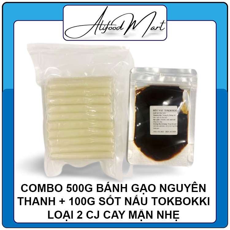 Combo 500g Bánh gạo Hàn quốc tươi nguyên thanh + 100g sốt nấu tokbokki Hàn quốc
