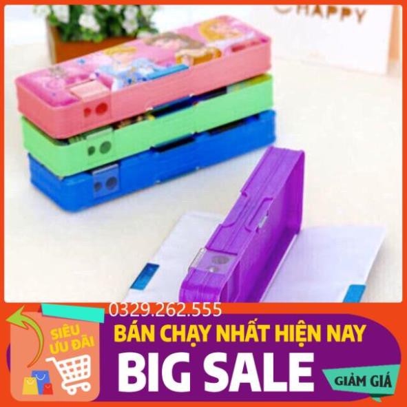 (FreeShip) Hộp đựng bút nhựa 2 mặt có nam châm nhiều nhình siêu cute