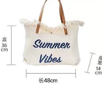 Túi Xách Vải Canvas Cỡ Lớn Thêu Chữ Thời Trang Mới Cho Nữ