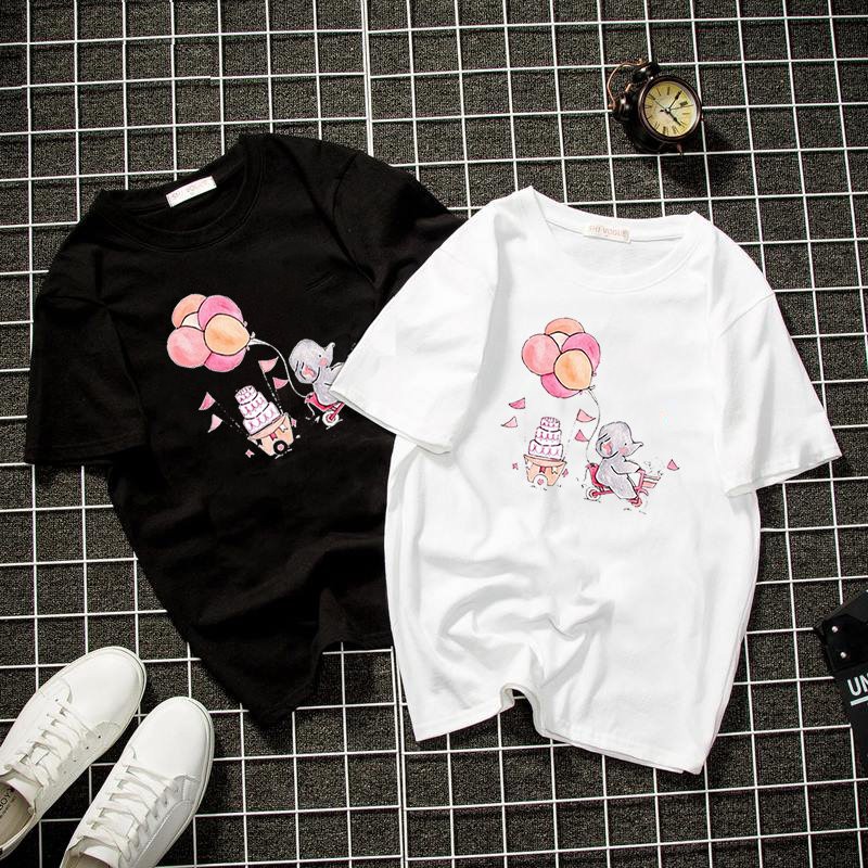 Áo thun Unisex form rộng voi dễ thương Hàn Quốc vải dày mịn 2019T1514