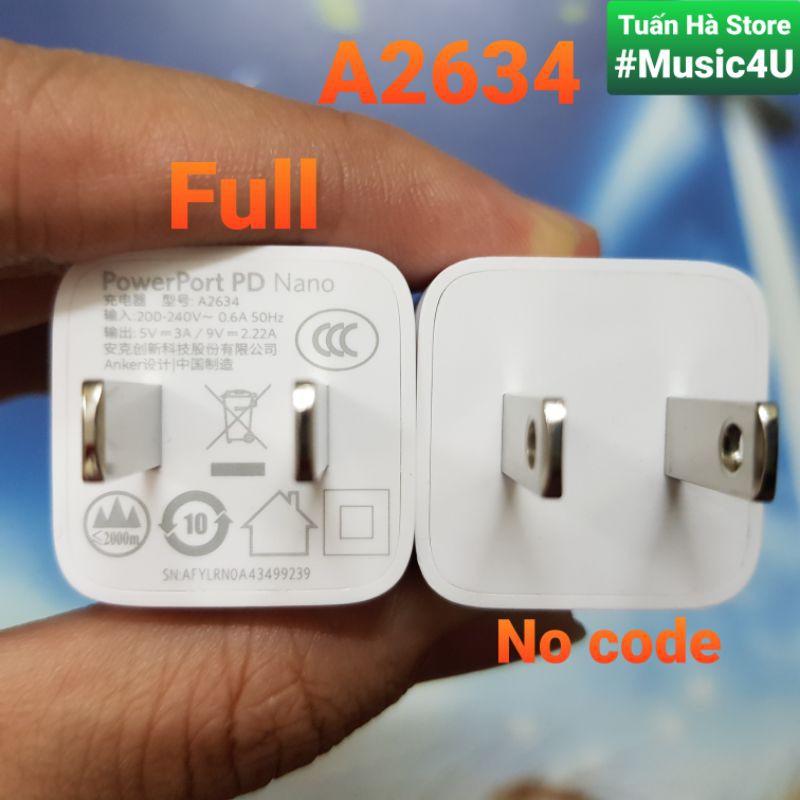 Củ sạc nhanh Anker A2634 A2633 PD 20W Powerport Nano cho  IPhone 12, IPhone 12 Pro, IPhone 12 Pro Max [Music4U]