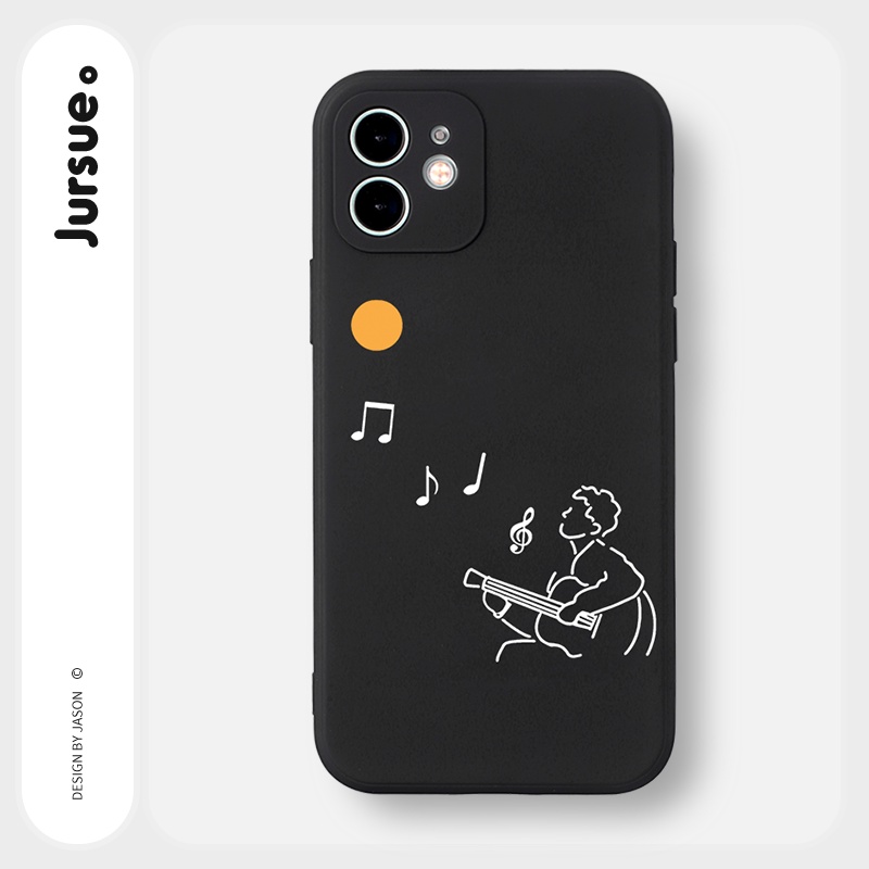 Ốp lưng JURSUE mềm hình cặp đôi dễ thương đẹp đen Cho iPhone 14 13 12 11 Pro Max SE 2020 X XR XS 8 7 ip 6S 6 Plus Y2183
