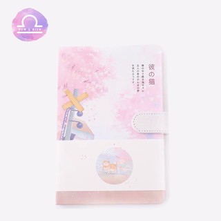 Notebook sổ tay hoa anh đào mộng mơ sến ơi là sến và hoàng thượng mèo cute dễ thương (188 x 128 mm)