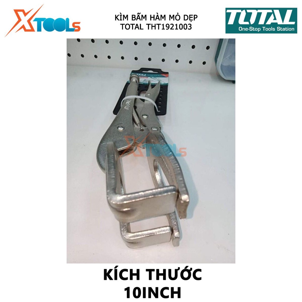 Kìm bấm hàn mỏ dẹp TOTAL THT1921003 | kềm bấm hàn kích thước 10 inch/250mm có mạ lớp niken kẹp chặt, khóa, hỗ trợ siết l