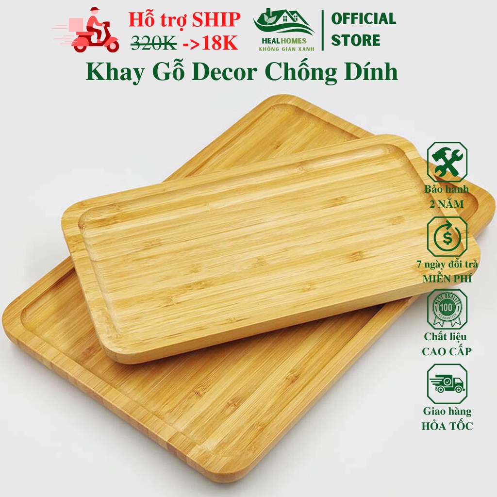 Khay tre ghép chống dính cách nhiệt bảo vệ môi trường xuất khẩu Mỹ, trang trí phòng bếp, nhà hàng khách sạn / HealHomes
