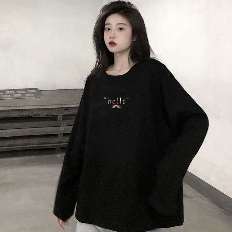 Áo Thun Cotton Tay Dài Dáng Rộng Plus Size Thời Trang Mới 200Kg Cho Nữ 2022