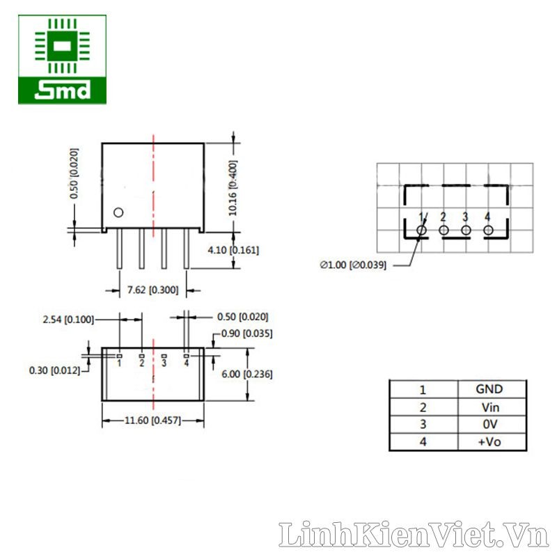 Module nguồn cách ly B0512S-1W DC-DC (5V-12V)