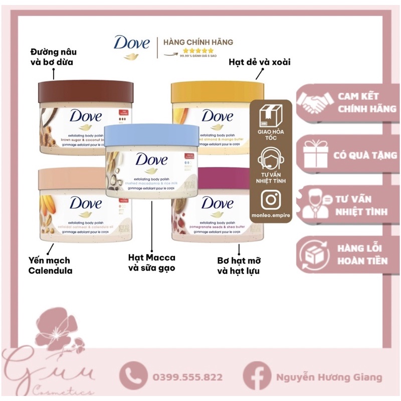 Tẩy da chết Body Dove 298g Mỹ
