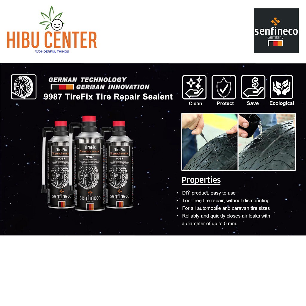 (Hữu Ích) Keo Vá Lốp Senfineco Tire Fix Tire Repair Sealant 450ML 9987 – Hàng Chính Hãng – HIBUCENTER