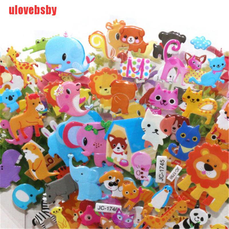 [ulovebsby]5sheets 3D Bubble Sticker Toys Children Kids Animal Classic Stickers Gift