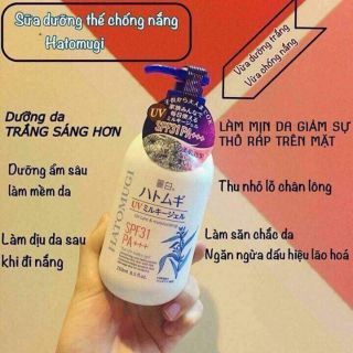 Sữa dưỡng thể trắng da kèm chống nắng hatomugi
