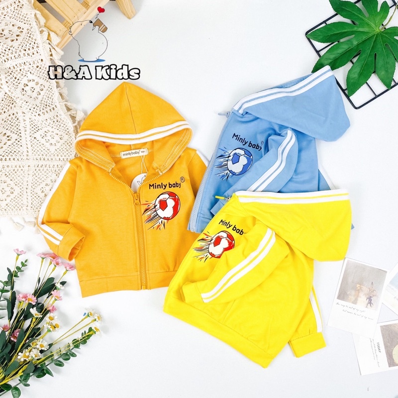 Áo Khoác Chống Nắng,Áo khoác Minly Baby Vải Da Cá Dày Dặn, Phối viền  Dễ Thương cho bé trai và bé gái size 7-28kg