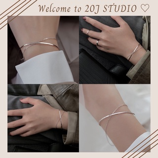 ✨Vòng đeo tay nữ✨Lắc tay hình bán cung hai lớp mạ bạc S 925✨Vòng tay thời trang✨TS02