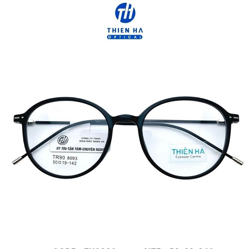 Gọng kính tròn nữ Thiên Hà Optical nhựa dẻo càng cốt mảnh bền chắc dáng tròn đeo chống bui hoặc lắp cận TH8093
