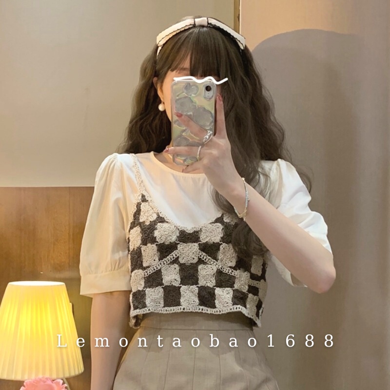 Áo Kẻ Caro Mix Ngoài Phong Cách Retro Cổ Điển Cá Tính Cho Nữ Lemontaobao