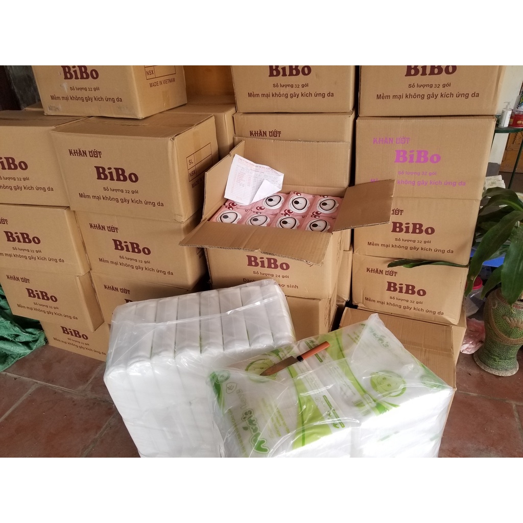 Khăn ướt BiBo Không mùi 100 tờ loại đẹp