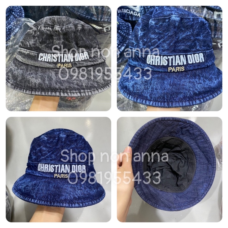 Nón bucket nam nữ, bo cụp in logo cristian vải jeans mềm thời trang hot trend