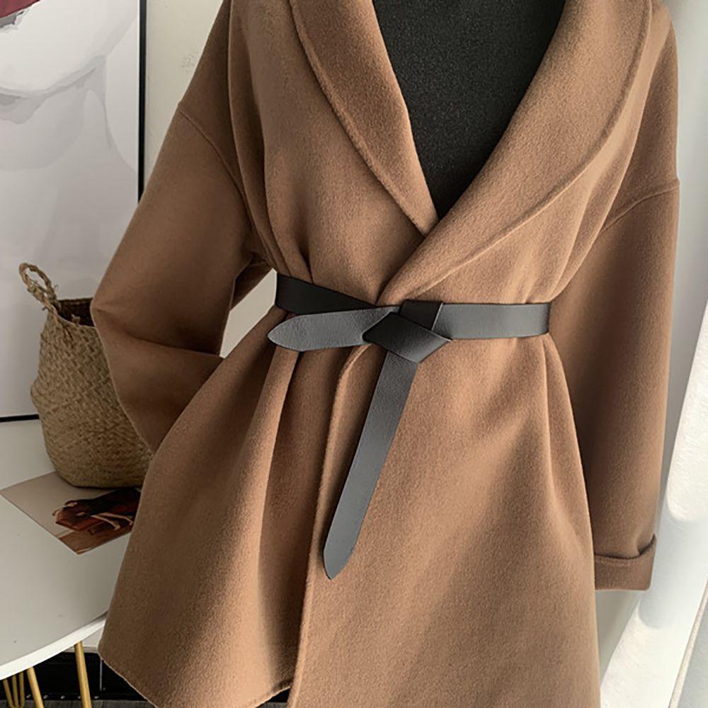 Epoch Thắt Lưng Da PU Màu Đen Thắt Nút Đơn Giản Tùy Chỉnh Thời Trang Cho Nữ