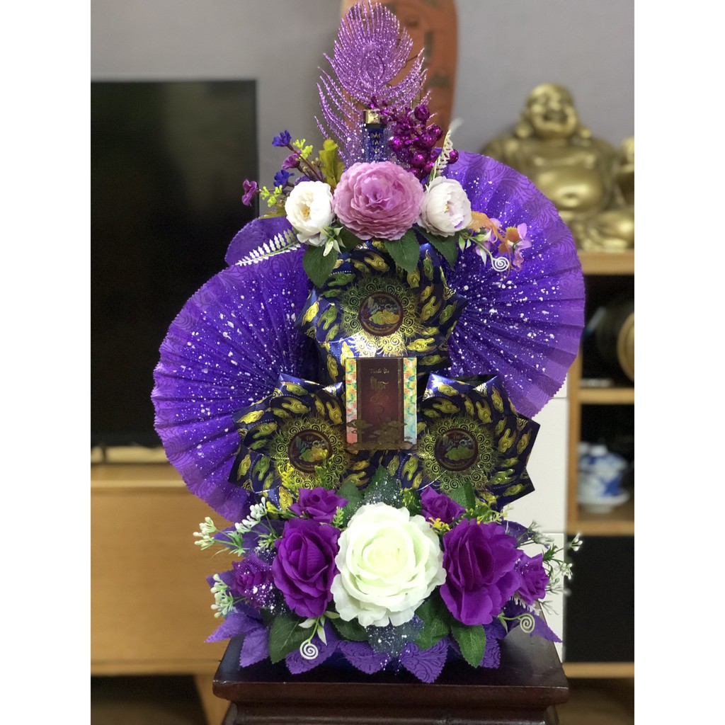 Tráp trà lễ 3 hộp - màu tím