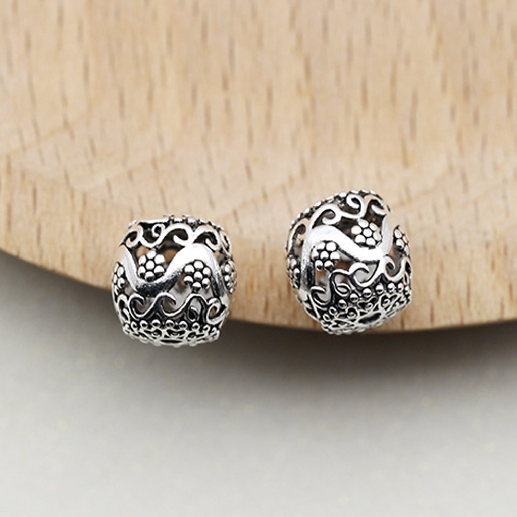 Charm bạc Hạt retro rỗng