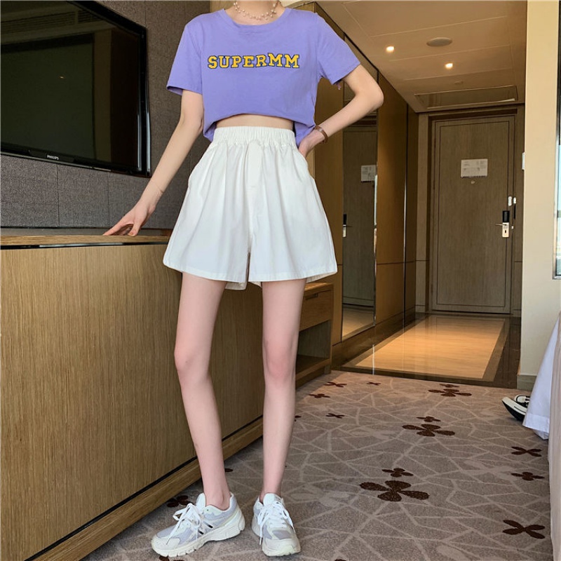 Quần short lưng cao ống rộng phong cách Hàn Quốc cho nữ