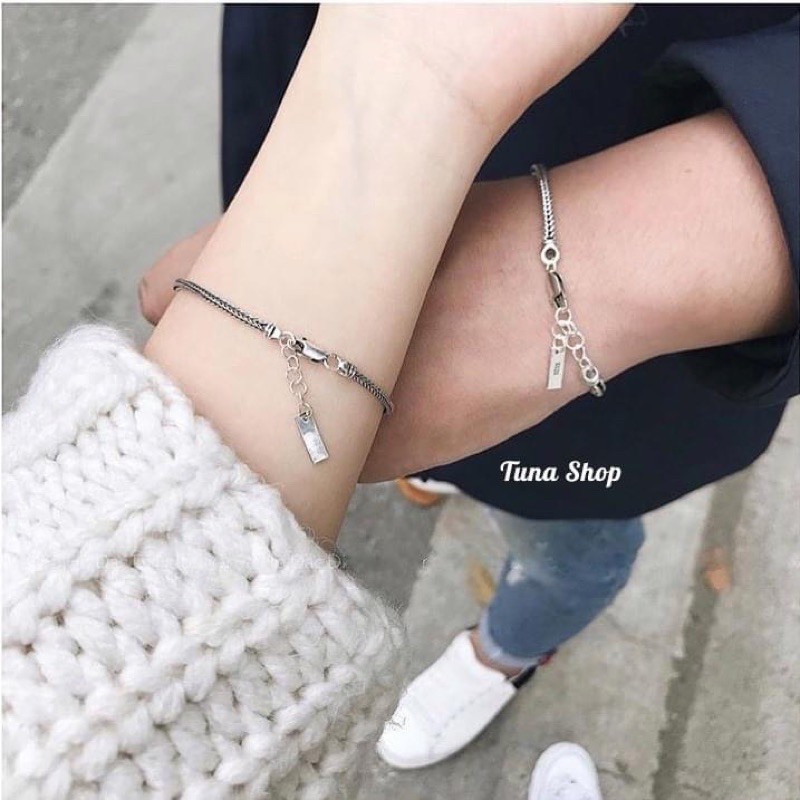 Vòng tay đôi bạc 𝑲𝒉𝒂̆́𝒄 𝒕𝒉𝒆𝒐 𝒚𝒆̂𝒖 𝒄𝒂̂̀𝒖, Lắc đôi Bạc khắc tên khắc chữ TUNASILVER , 𝑨̉𝒏𝒉 +𝑽𝒊𝒅𝒆𝒐 𝒕𝒉𝒂̣̂𝒕 Cam kết chuẩn Bạc