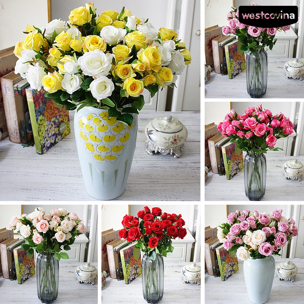 [Hot]⚘1 Nhánh Hoa Hồng Nhân Tạo Trang Trí Tiệc Cưới