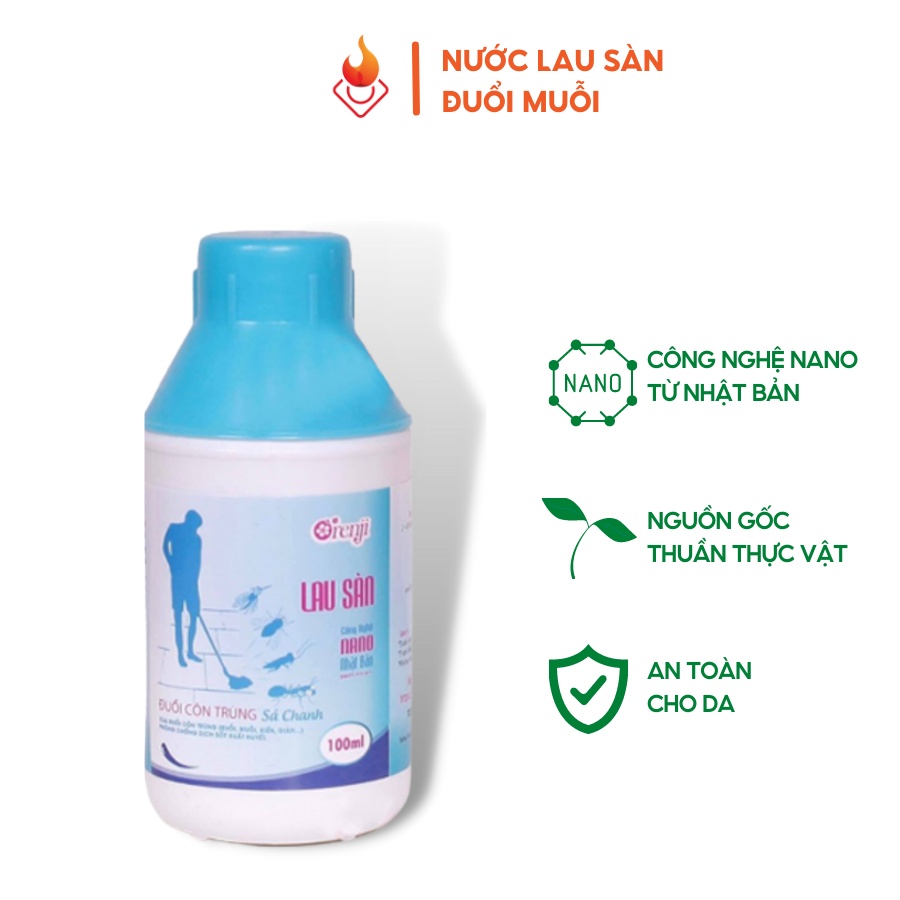 Nước lau sàn đuổi muỗi và côn trùng Orenji 100ml hương sả chanh công nghệ NANO từ Nhật Bản, an toàn không độc hại