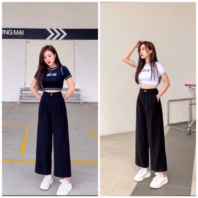 Áo croptop thun body viền chỉ nổi trắng, đen