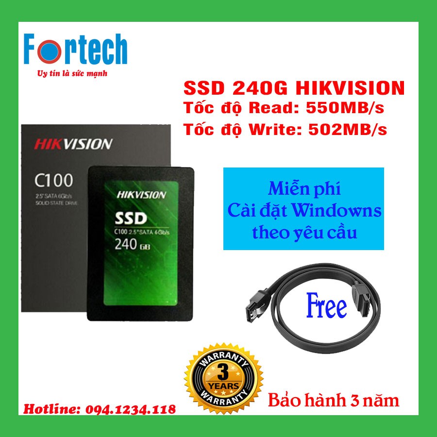 Ổ cứng SSD Hikvision C100 dung lượng 240GB - Bảo hành 3 năm.