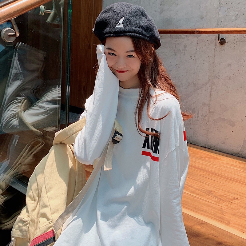 women tshirt loose casual Letter printing oversized long sleeve tshirtdress | BigBuy360 - bigbuy360.vn