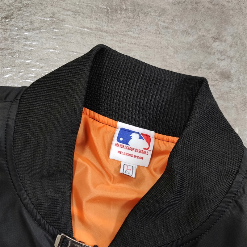 Áo Khoác Bomber Thêu Logo MLB NY Màu Trơn Phối Khóa Kéo Cá Tính Cho Nam Và Nữ