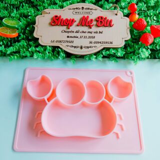 Khay Ăn Dặm Silicon Đế Hút Hình Cua, Bò, Cá