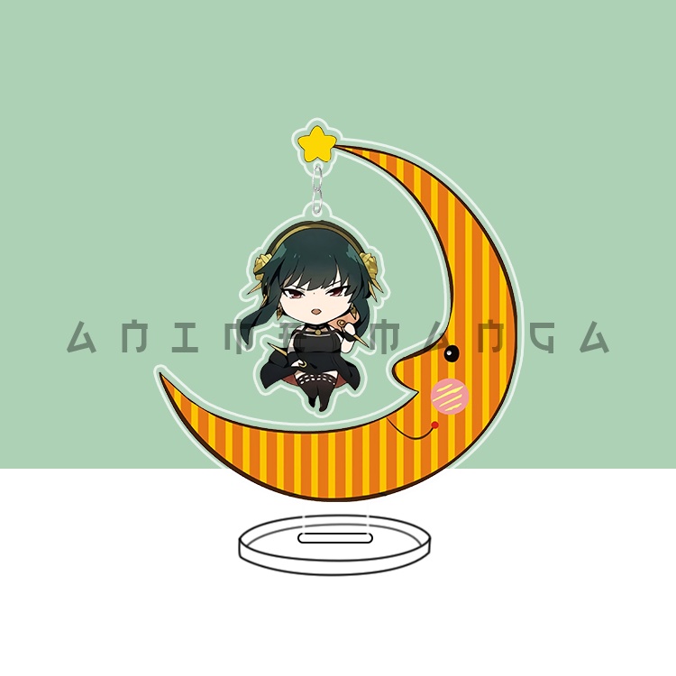 Mô hình standee anime anya forger spy x family mặt trăng kèm móc khoá chất liệu acrylic trang trí bàn học bàn làm việc