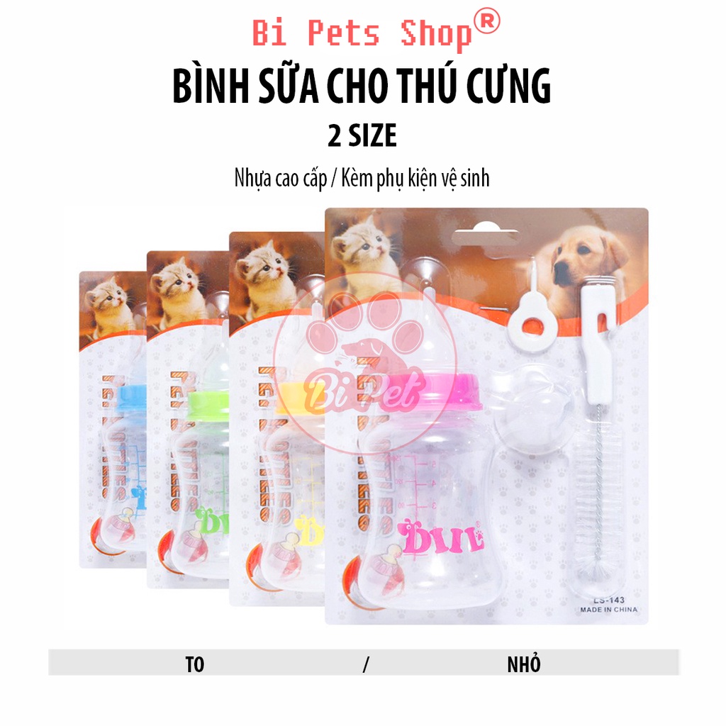 Bình Sữa Ti Cho Chó Mèo Sơ Sinh  Mềm Mại - Nhỏ Gọn - Cao Cấp - Dễ Vệ Sinh  2 Size